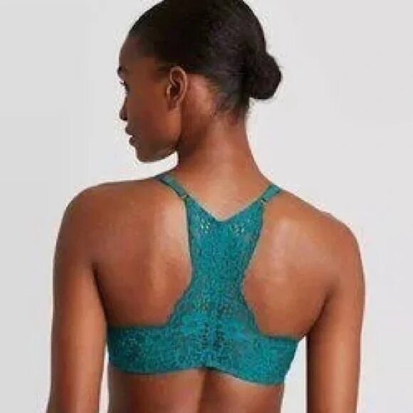 Auden Push Up Plunge Racerback Bra Size 34DD Front Clasp Teal Coverage NEW - Picture 2 of 7